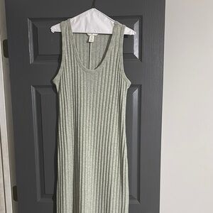 Sleeveless Ribbed Knit Dress - Green